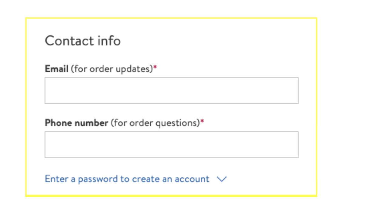 Contact Info form with explanations