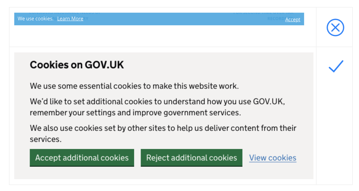 Cookie consent banner on GOV.UK
