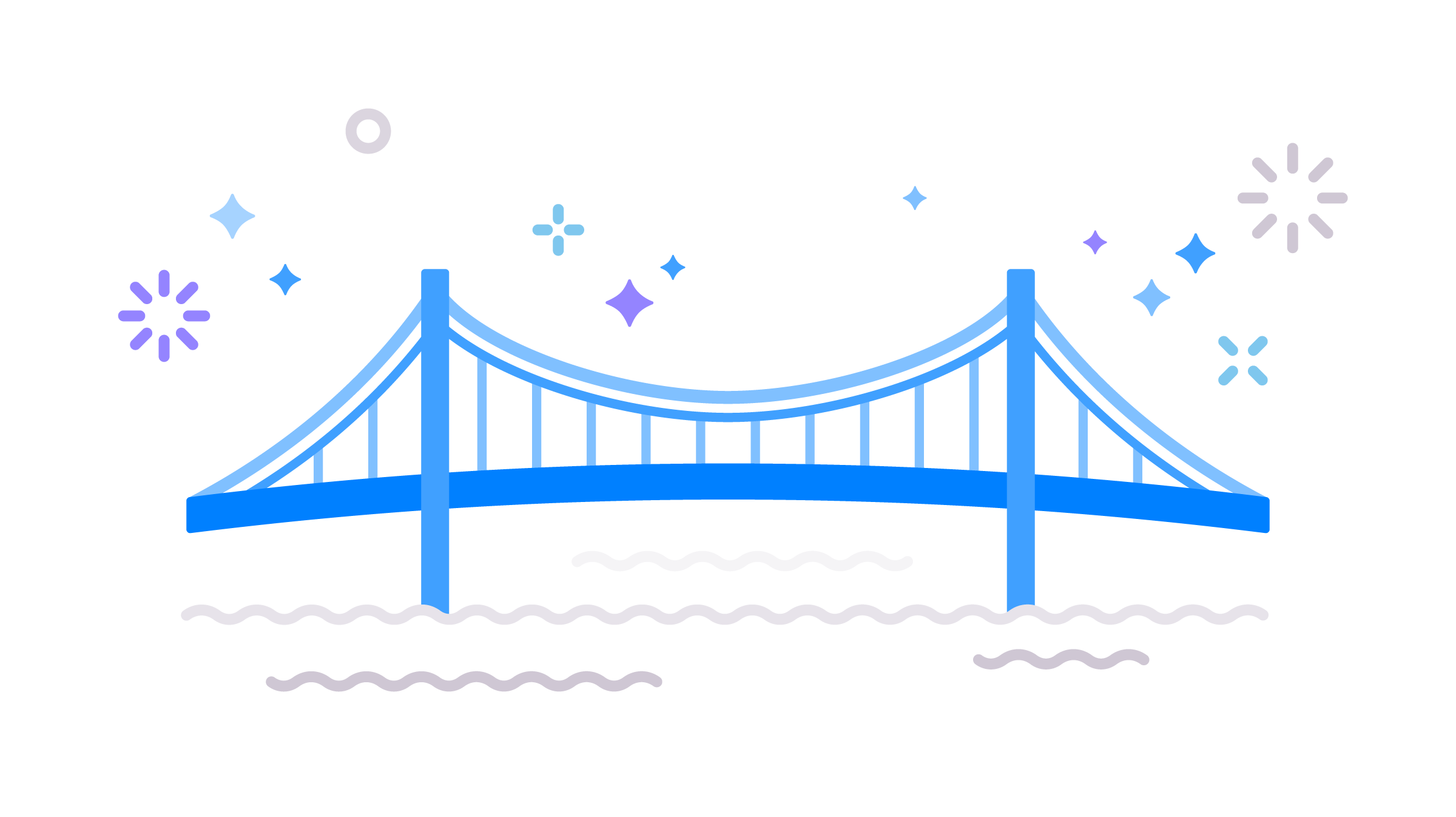 Bridge in profile, spanning water