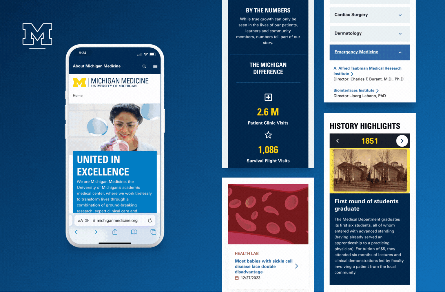 Mobile walkthrough of Michigan Medicine Website