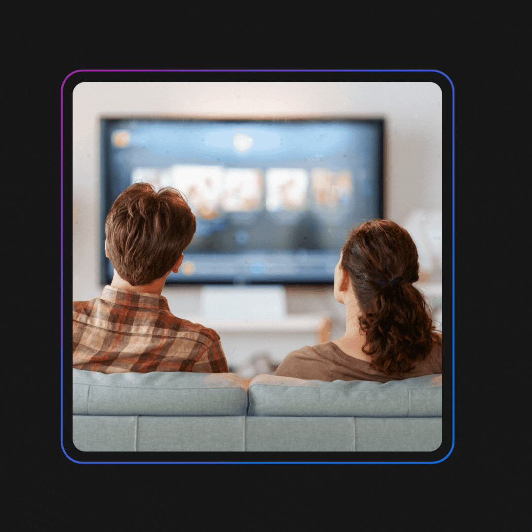 Couple watching tv with streaming lines