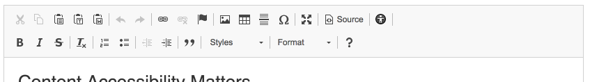 WYSIWYG Toolbar with an Accessibility Logo as a button