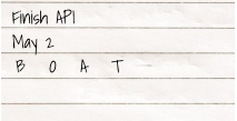 Note piece of paper with estimation date and BOAT