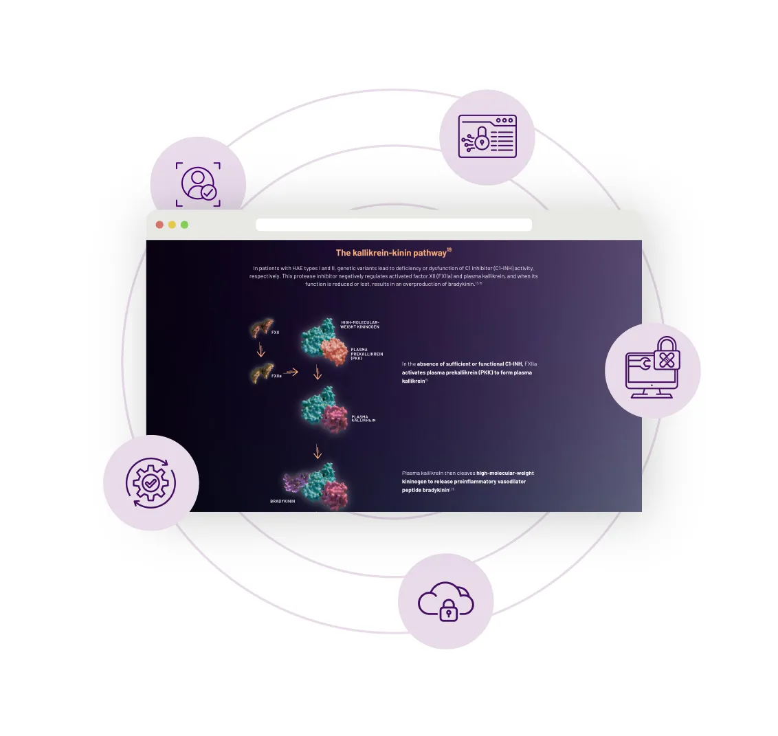 Ionis webs screen surrounded with security and privacy icons