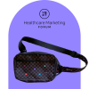 Crossbody bag on purple background