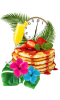pancakes, flowers, mimosas 