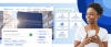 Tufts home page with AI search and woman holding her phone looking to the left