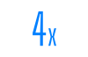 4x in bold blue text